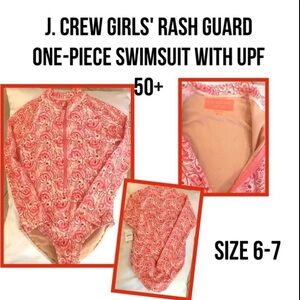 J. Crew Girls' rash guard one-piece swimsuit with UPF 50+